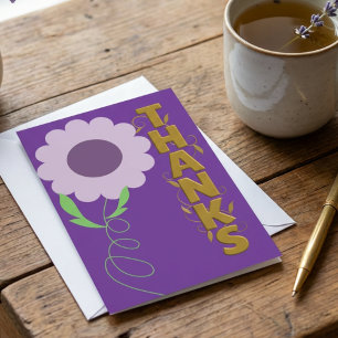 Pequeña Tarjeta de agradecimiento de flor púrpura y dorada