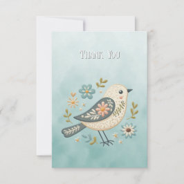 Pequeña tarjeta de agradecimiento de floral de ave