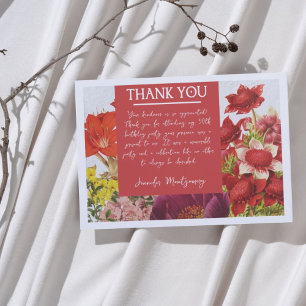Pequeña Tarjeta de agradecimiento de flores rojas ricas y