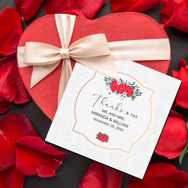 Pequeña Tarjeta de agradecimiento de flores rojas simples (#valentine #valentin`sday #love #redflowers #redfloral #deepred #motherday #mom #mother #watercolor)