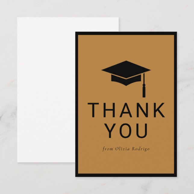 Pequeña Tarjeta de agradecimiento de graduación minimalist (Anverso / Reverso)