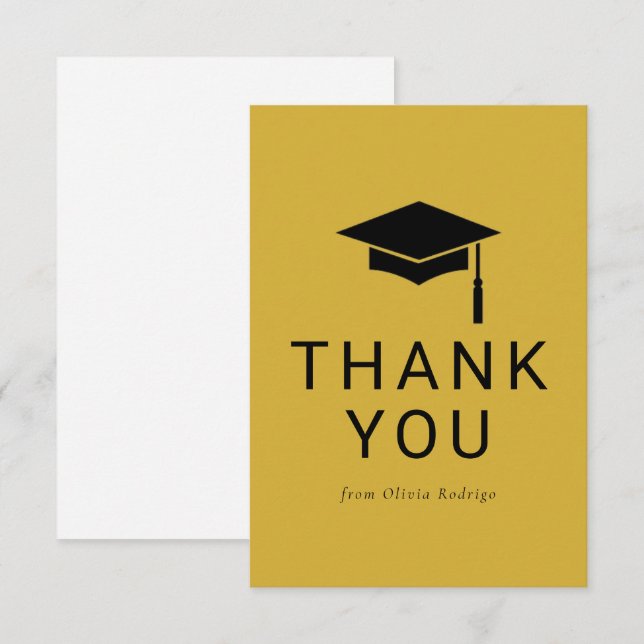 Pequeña Tarjeta de agradecimiento de graduación minimalist (Anverso / Reverso)