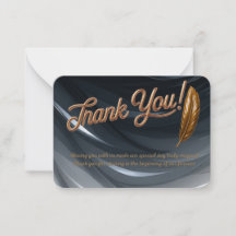 Tarjeta de agradecimiento de guión dorado elegante