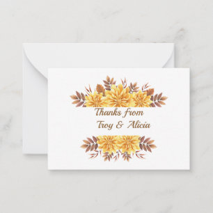 Pequeña Tarjeta de agradecimiento de hojas de otoño