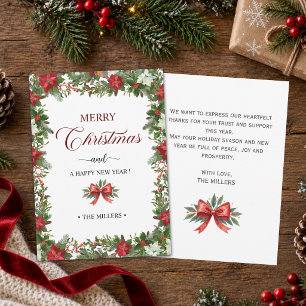 Pequeña Tarjeta de agradecimiento de Navidad elegante Poin
