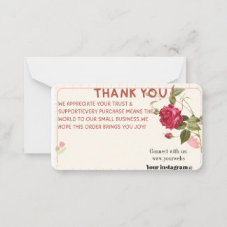 Pequeña Tarjeta de agradecimiento de negocio pequeño flora
