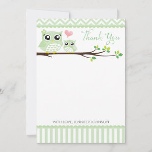 Pequeña Tarjeta de agradecimiento de Owl Baby Shower   Che