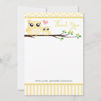 Pequeña Tarjeta de agradecimiento de Owl Baby Shower | Che