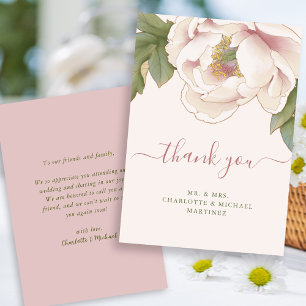 Pequeña Tarjeta de agradecimiento del Boda floral Peony de