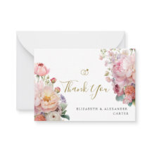 Tarjeta de agradecimiento Elegant Peony Whisper