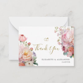 Pequeña Tarjeta de agradecimiento Elegant Peony Whisper