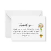Tarjeta de agradecimiento elegante para baby showe