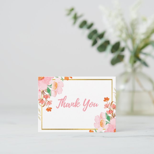 Pequeña Tarjeta de agradecimiento floral simple (Anverso de pie)
