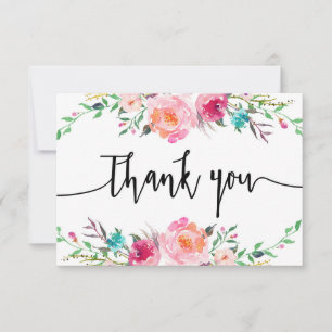 Pequeña Tarjeta de agradecimiento floral, vegetación, boho