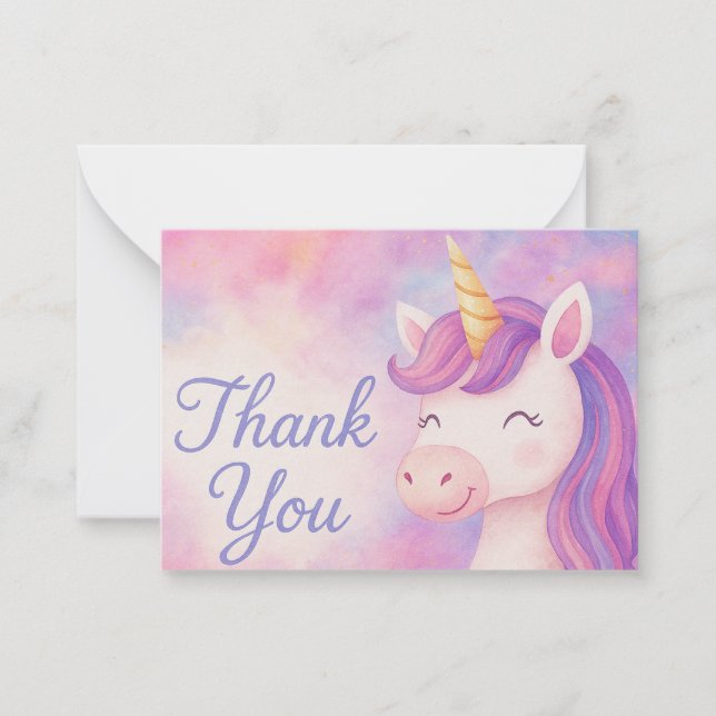 Pequeña Tarjeta de agradecimiento mística de Unicornio enc (Anverso)