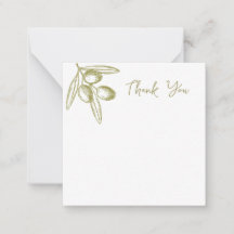 Tarjeta de agradecimiento nupcial de olivo mediter