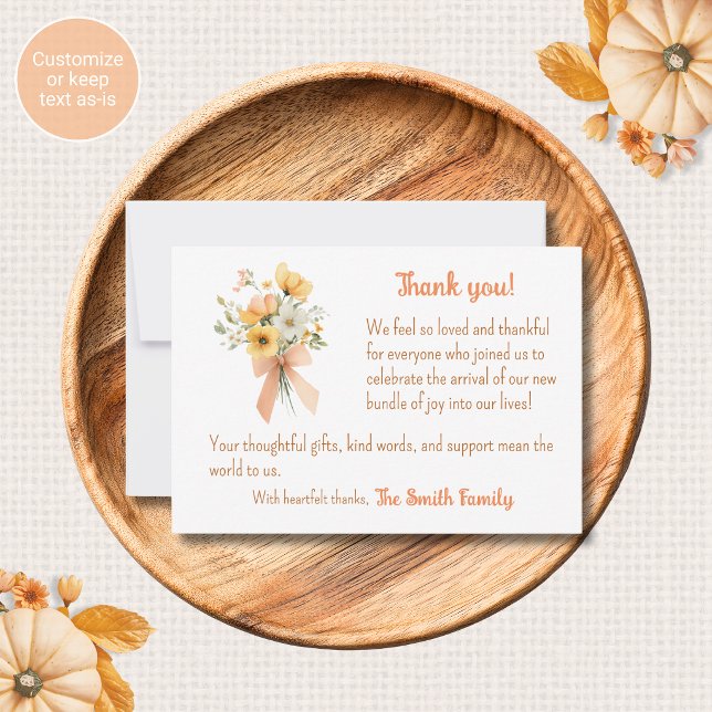 Pequeña Tarjeta de agradecimiento para baby shower con flo (Subido por el creador)
