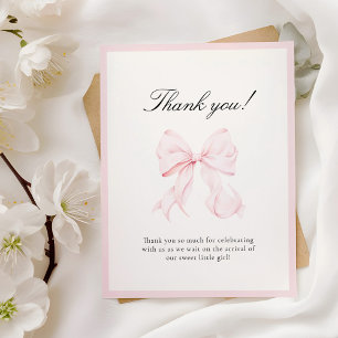 Pequeña Tarjeta de agradecimiento para baby shower con laz