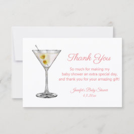Pequeña tarjeta de agradecimiento para baby shower martini