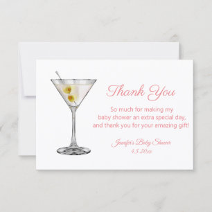 Pequeña tarjeta de agradecimiento para baby shower martini