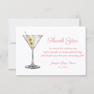Pequeña tarjeta de agradecimiento para baby shower martini