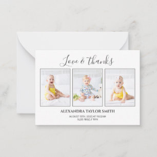Pequeña Tarjeta de agradecimiento para bebé con foto y cal