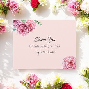 Pequeña Tarjeta de agradecimiento para el Boda floral rosa