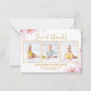 Pequeña Tarjeta de agradecimiento para flores rosadas de p