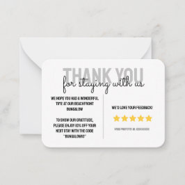 Pequeña Tarjeta de agradecimiento para huéspedes de alquil