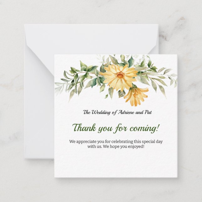 Pequeña Tarjeta de agradecimiento para las flores de eucal (Anverso)