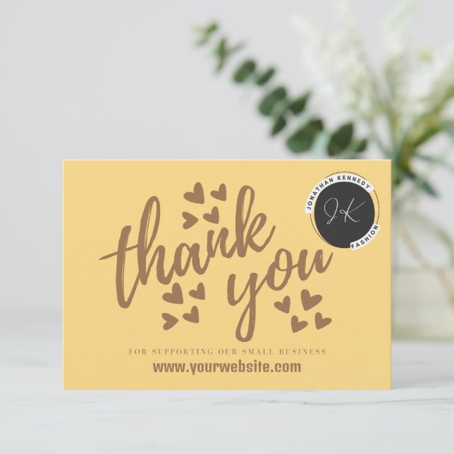 Pequeña Tarjeta de agradecimiento para pequeñas empresas (Anverso de pie)