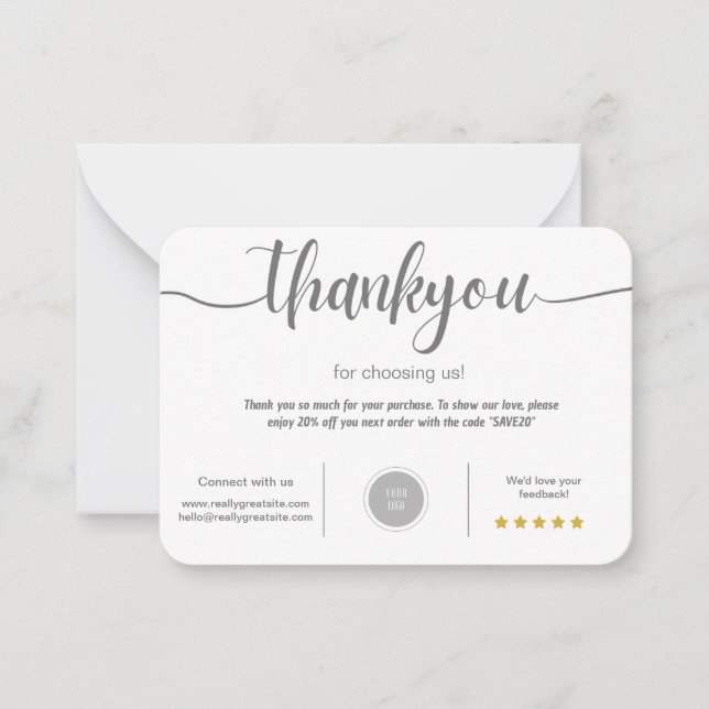 Pequeña Tarjeta de agradecimiento personalizada (Anverso)