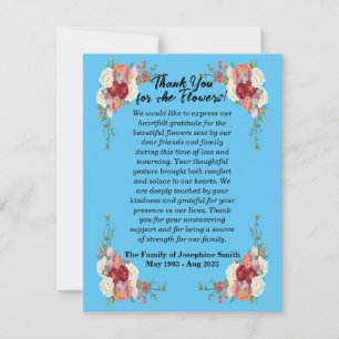 Pequeña Tarjeta De Agradecimiento Por Enviar Flores Despué