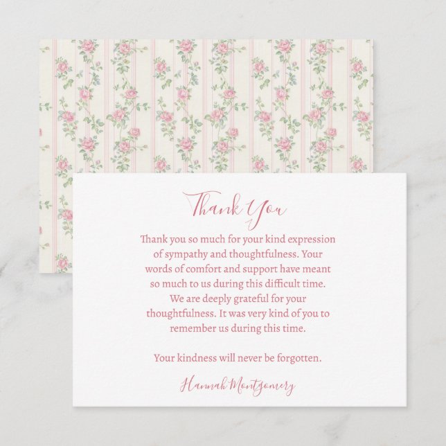 Pequeña Tarjeta de agradecimiento por la simpatía del fune (Anverso / Reverso)