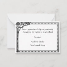 Tarjeta de agradecimiento por marco Art Nouveau