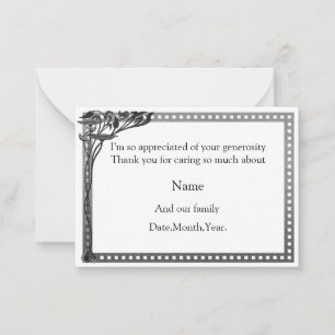 Pequeña Tarjeta de agradecimiento por marco Art Nouveau