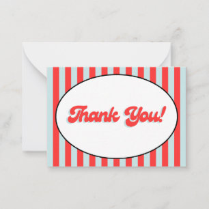 Pequeña Tarjeta de agradecimiento Retro Rojo y Azul