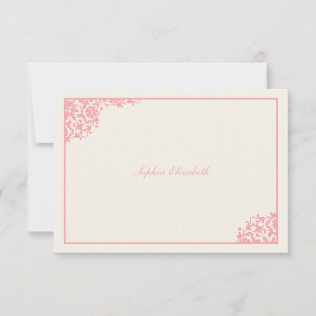 Pequeña Tarjeta de agradecimiento rosa ruborizante (Anverso)