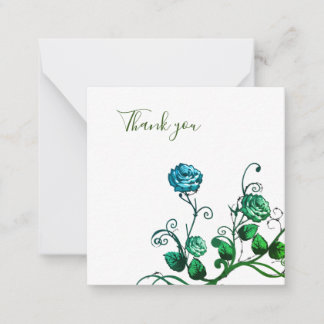 Pequeña Tarjeta de agradecimiento verde y azul rosa