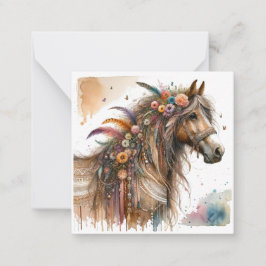 Pequeña Tarjeta de apunte Watercolor Boho Horse