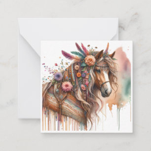 Pequeña Tarjeta de apunte Watercolor Boho Horse