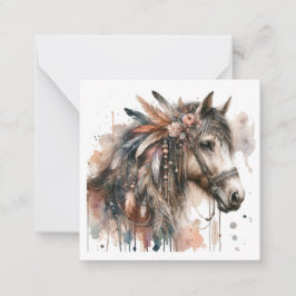 Pequeña Tarjeta de apunte Watercolor Boho Horse
