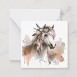 Pequeña Tarjeta de apunte Watercolor Boho Horse