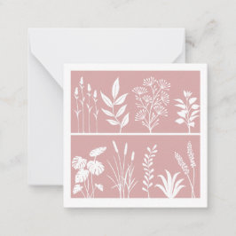 Pequeña Tarjeta de arte de franja de silueta de planta ros