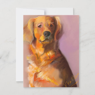 Pequeña Tarjeta de arte digital Bella Artes Golden Retriev