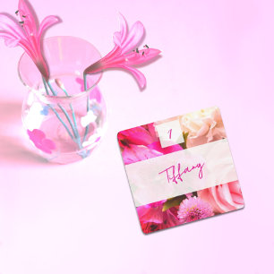 Pequeña Tarjeta de Asiento de Florales Fucsia