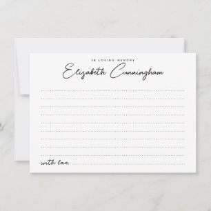 Pequeña Tarjeta de Asistencia Minimalista Chic en Memoria