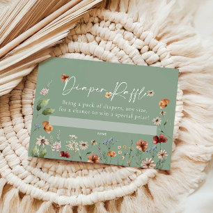Pequeña Tarjeta de Baby Shower Boho Floral Diaper Raffle