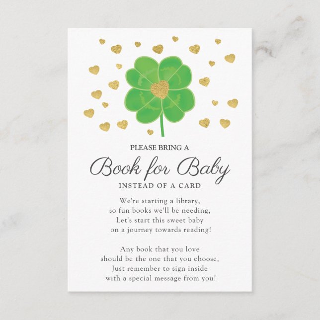 Pequeña tarjeta de Baby Shower Shamrock para bebé (Anverso)