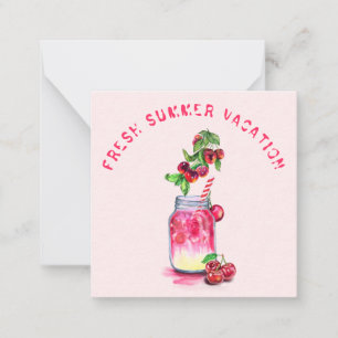 Pequeña Tarjeta de bebida de cerezo fresca para vacaciones